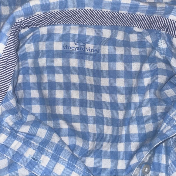 Vineyard Vines Girls' Bay Gingham Shirt Dress 14 White Blue Plaid Button - Picture 8 of 8
